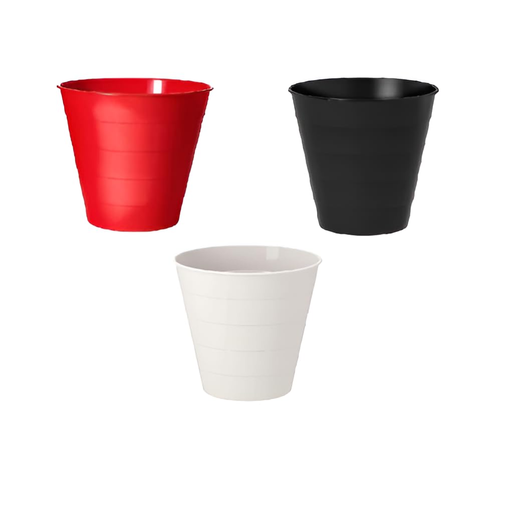 SMARIKA Flowerpot Plastic Gamala for Home Planters, Terrace, Garden, Balcony Etc | Height: 28 cm (11 ") Diameter: 28 cm (11 ") Volume: 10 l (3 Gallon)- Set of 3 (White) (B0CM1CY9LS) Amazon Price History, Amazon Price Tracker