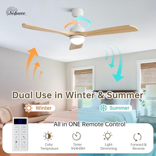 Sofucor 52" Smart Ceiling Fan with Lights and Remote Solid Wood by Sofucor - Used condition - Image 8