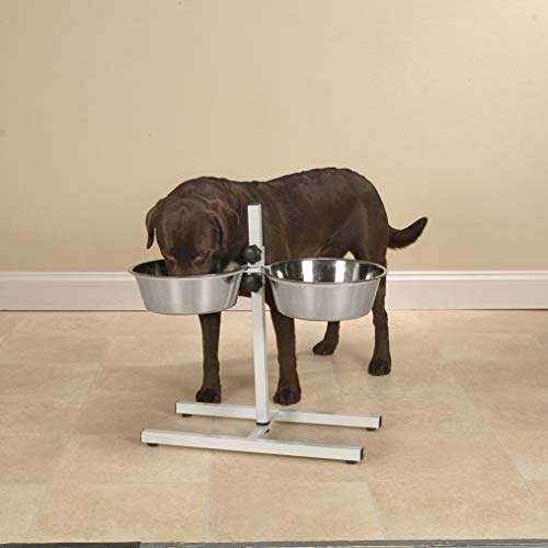 Pro Select Stainless Steel Adjustable Dog Diner Bowl With Two Pet Food Bowls #TOP4