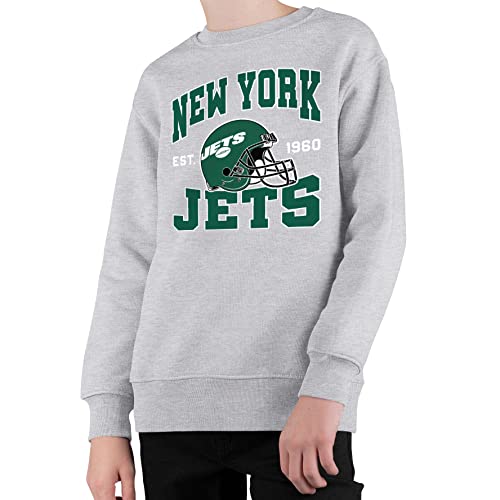 Junk Food NFL - New York Jets - Team Helmet - Officially Licensed Youth Pullover Fleece Crew Neck for Boys and Girls
