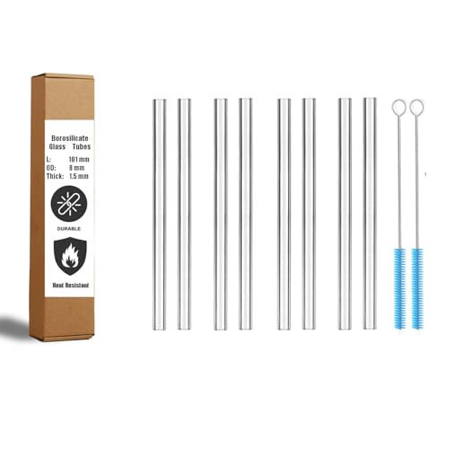 Image of 4 Inch Borosilicate Glass Tubing 8mm OD 1.5mm Wall, 8-Pack Clear Tubes