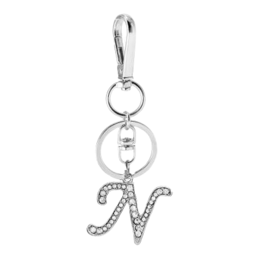 RohansWomens Silver Plated Alloy Car Key Ring with Crystal Rhinestone Alphabet Initial Letter Keychain