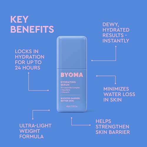 Image of BYOMA Hydrating Serum - Moisturizing Facial Serum with Squalane, Glycerin & Ceramides - Hydrating for Glowing, Dewy Skin - New & Improved Packaging, 40mL