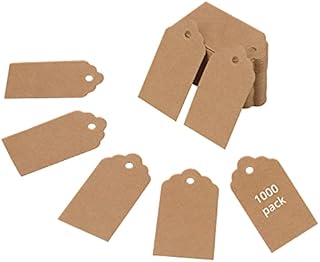 Belle Vous 1000 Pcs Brown Kraft Paper Gift Tags - 4.5 x 2.5cm (1.75 x 1 inch) - Rectangle Writable Hanging Labels for Presents, DIY Crafts, Christmas, Wedding, Birthdays and Merchandising