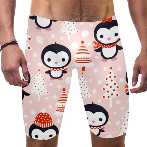 Bañador rosa de pingüino navideño largo para evitar rozaduras en natación