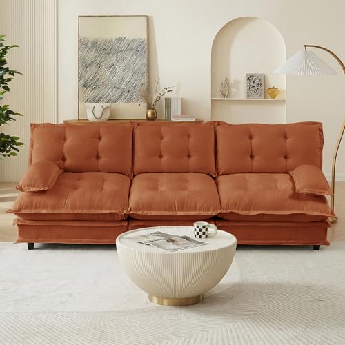 Image of 108 inch Sectional Sleeper Sofa, Modular Deep Seat Couches for Living Room Apartment, Flexible Module Combination Cloud Sofa with Spring Support, Easy Assembly, Orange
