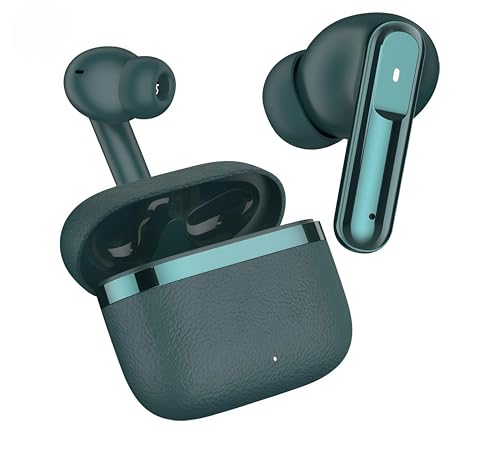 Image of Premium Wireless Earbuds, Navy Blue, IPX5 Water-Resistant, Ultra-Low Latency 50ms, Active Noise Cancellation, Smart Touch Controls, Crystal Clear Sound, Dynamic EQ,(LEATHERY Green)