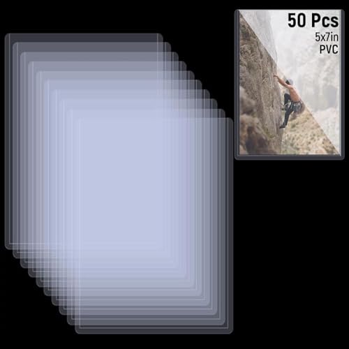HANLANXUE 50ct 5x7 Toploaders - Clear Rigid Photo Protectors Durable Card Protectors for Trading Cards Photos & Collectibles Hard Plastic Sleeves Fits 5x7 Inch Sheets