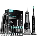 FUMEIKANG Water Flosser & Electric Toothbrush for Adults Oral Irrigator & Sonic Toothbrush 2-1 Oral Clean Kit (Black)