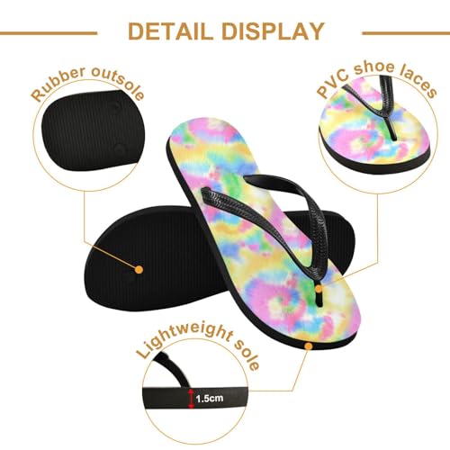 Tie Dye Colorful Flip Flops for Beach Thong Sandals Anti-slip Lightweight Shower Shoes for Travel Summer Outdoor3