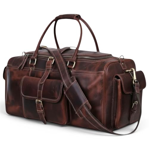 Leather Duffle Bags for Men - 21 Inch Full Grain Leather tra...