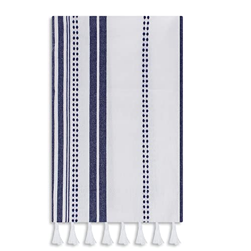 Tcmao 100% Cotton Kitchen Towels, 4 Pack Absorbent Tea Towels 14"X24" Reusable Machine Washable Dish Towels Multi-Purpose Fade-Resistant Dish Cloths Lint Free Flat Towels, Boho Striped Tassel #TOP2