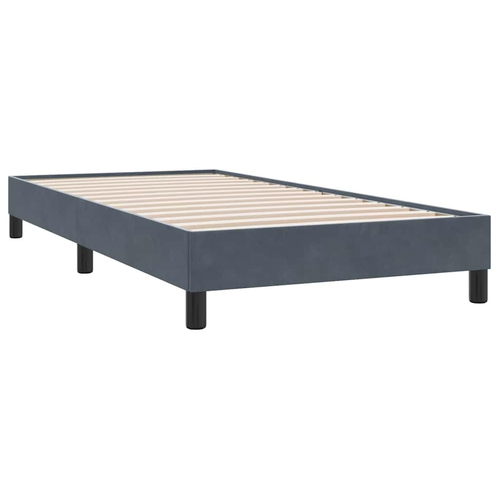 Dunkelgraues Samt Bettgestell 80x220 cm, Modernes Platform Bett für Schlafzimmer, Stabiler Lattenrost, Langlebige Holzwerkstoff Konstruktion, Komfortables Möbelstück