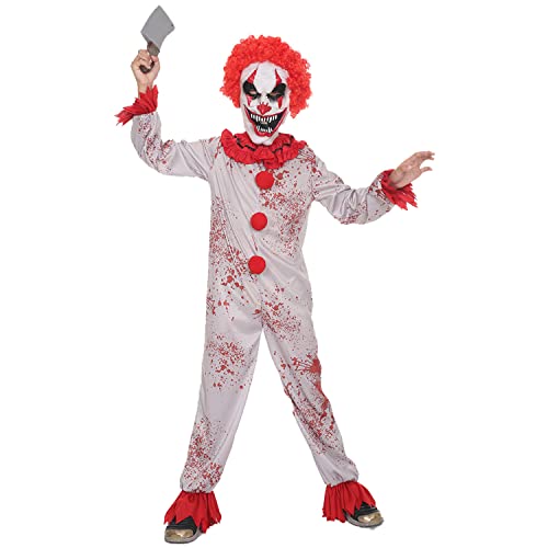 Disfraz de Payaso Asesino para Niños con Mascara y Afro Rojo miniatura 2