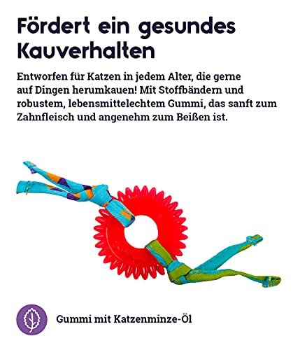 Catstages Kitty Chew Wheel - Katzenspielzeug mit Katzenminze - Gummiring für die Zahnpflege