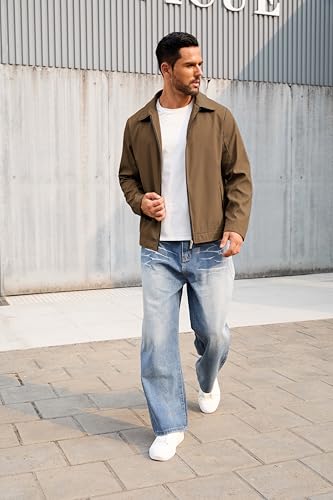 Image of QTE Lightweight Jackets for Men Casual Windbreaker Stylish Light Fall Spring Golf Work Dress Business Coat