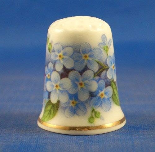Birchcroft Porcelain China Collectable Thimble - Forget me Not Flower Box