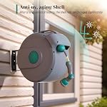 1/2" x 65 ft Retractable Garden Hose Reel | All-Weather Water Hose Reel Wall Mounted | Any Length Lock & 180°Swivel, Water Hose with 10-Function Nozzle for Cleaning, Watering (Green)