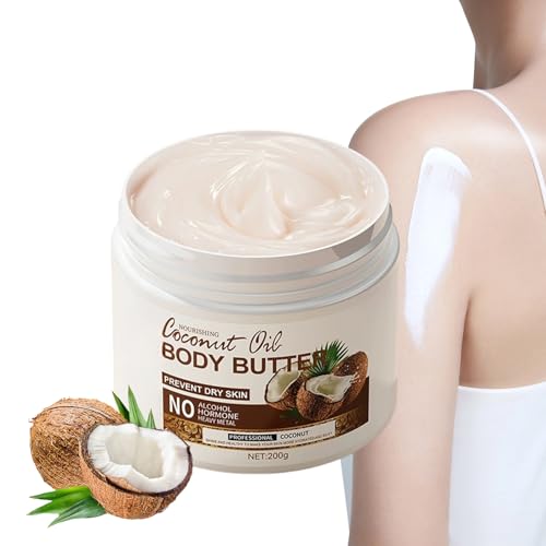 Coconut Body Butter 200g – Intense Moisturizer for Dry Skin, Enriched with Coconut Oil. Deeply Nourishes, Soothes, and Hydrates for Silky Smooth Skin. Daily Skin Care Routine