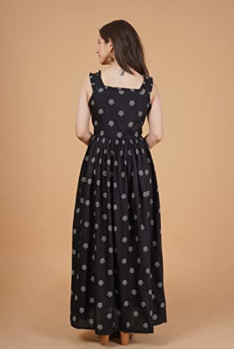 Image of Daevish Women's Rayon Fit and Flare Maxi Casual Dress | Women Flared Dress