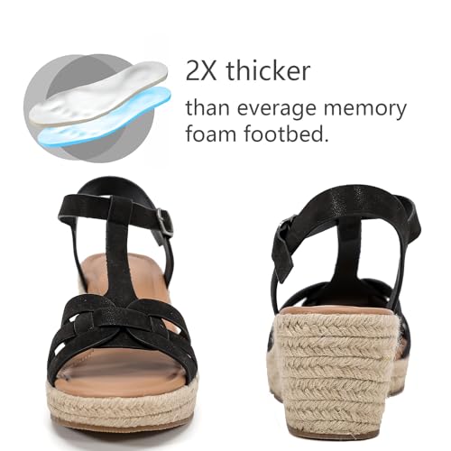 Image of Luoika Women's Wide Width Wedge Sandals, Platform Ankle Strap Open Toe Espadrille Wedge Pump Heel Women's Sandals Concise Casual Summer Shoes.
