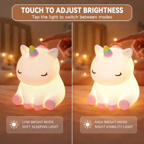 Image of Rytinazzz Unicorn Night Light for Kids, Rechargeable Silicone Unicorn Lamp with Tap Control, 30-Min Auto-Off Timer, Soft Dimmable Nursery Bedside Light, Gifts for Girls