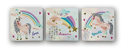 Image of Arthouse, Unicorn Glitter Set of Three Canvas