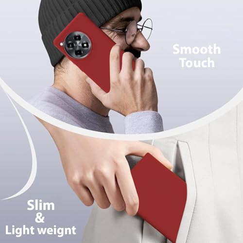 Image of LIRAMARK Liquid Silicone Soft Back Cover Case for OnePlus 12R 5G (Red)