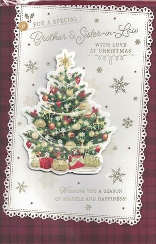 Brother & sister in law christmas card. Traditional xmas design. 9 x 6 inches. OE