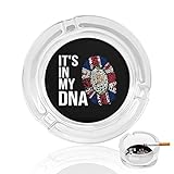 Ceniceros de cristal con bandera de angila con texto en inglés 'It's In My DNA', para decoración de oficina en casa