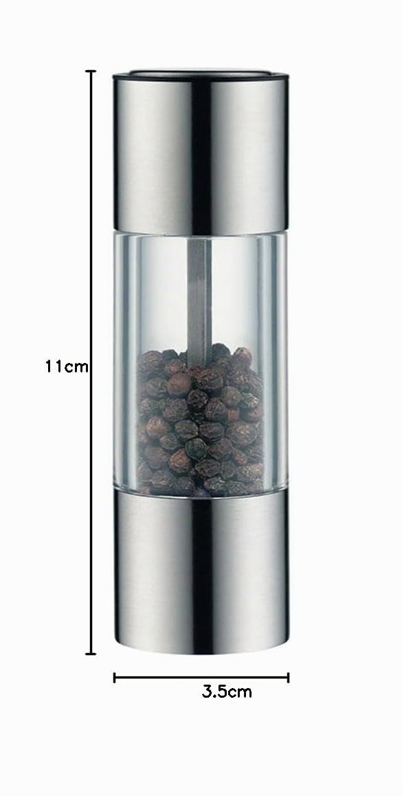 WMF Mini molinillo de especias 11 cm, acero inoxidable Cromargan, vidrio, molinillo de cerámica pequeño