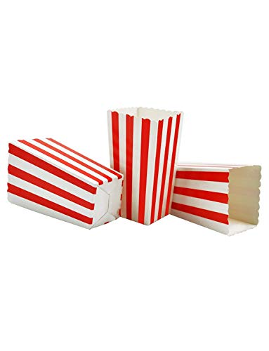 50PCS Popcorn Favor Boxes, Striped Paper Popcorn Boxes Cardboard Candy Container for Birthday Theater Themed Parties Movie Nights Carnivals, Red And White 3.3 X 5.6 Inches - Image 2
