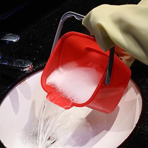 Image of Lallisa 12 Pcs 3 Quart Cleaning Bucket Small Sanitizing Square Bucket Detergent Pail for Home Office Commercial Restaurant Kitchen Bathroom School (Red Green)