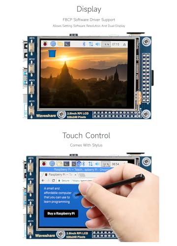 Image of Waveshare 2.8inch Resistive Touch Screen TFT LCD, Compatible with Raspberry Pi 5 /4B /3B /Zero /Zero W /Zero 2W /Pico /Pico W /Pico WH, 320x240 Resolution