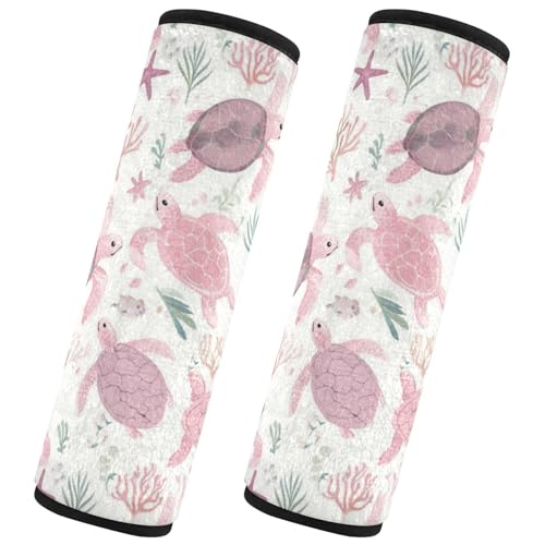 Seat Belt Covers 2 Pack Pink Sea Turtles Car Seat Strap Covers Super Soft Starfish Car Seat Neck Cover for Boys Girls Adults Babies S
