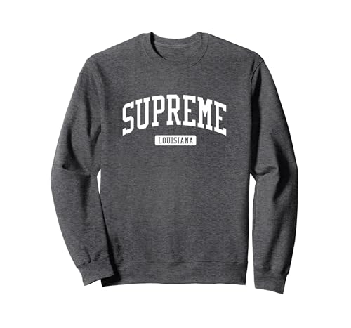 Design Sportif Vintage Supreme Louisiana LA Sweatshirt, Unisexe pour Adultes, Chiné Foncé, S