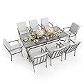 HAPPATIO Aluminum 9 Piece Patio Dining Set - Aluminum Outdoor Dining Set for 8, Aluminum Dining Table and Chairs Set, Patio Dining Furniture with Aluminum Table and Chairs (Gray)
