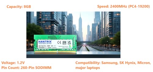 Image of 8GB DDR4 2400MHz Laptop RAM | PC4-19200 PC4-2400 | 260-Pin SODIMM 1.2V CL17 | High-Speed Memory Upgrade | 3-Year Warranty