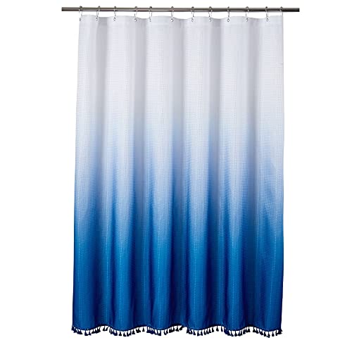 COSEVIER Floral Shower Curtain - Blue Watercolor Flower Design, Waterproof Fabric, 72x96 Inches
