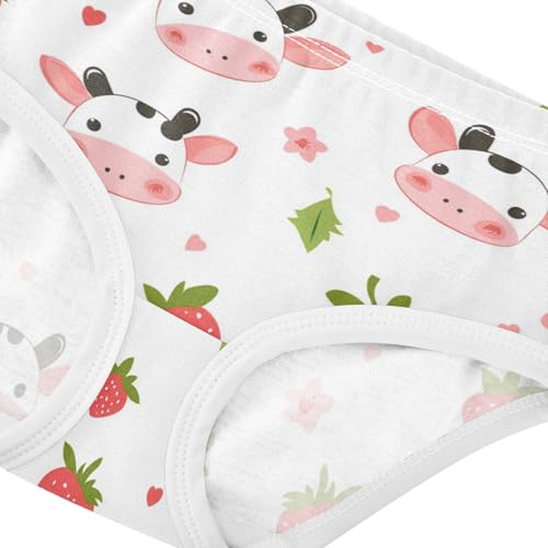 Wusikd Cute Cow Girls' Underwear Cotton Strawberry Girls Briefs Soft Toddler Underwear 2T4