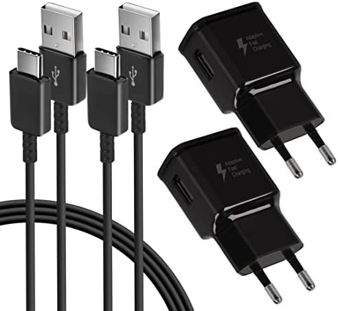 KAIMENGLONG 2er-Pack Adaptives Schnell Ladegerät Schnellladegerät Netzteil mit 1,5m USB Typ C Ladekabel Kabel für Samsung Galaxy S21/S20/S20+/S10/S10+/S10e/S9/S9+/S8/S8Plus/Edge/Ac