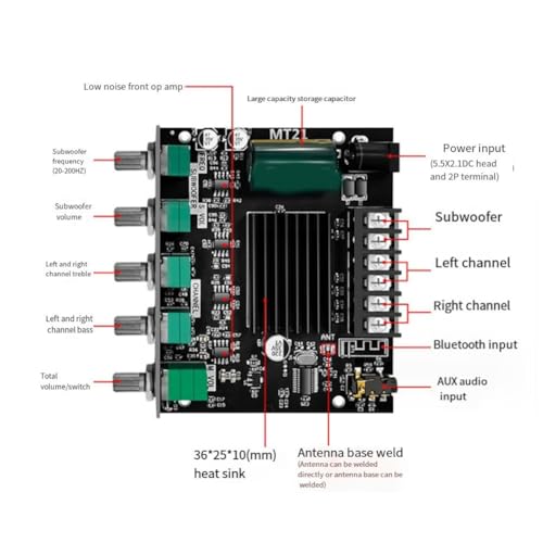 FUANA ZK-301B Audio Module Board with for TPA3116D2 Chip, 100W Output, 24V DC, AUX/USB/Smartphone Audio Systems ZK-MT21 - Image 7