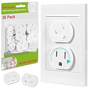 Outlet Covers (38 Pack) Child Proof Outlet Plug Covers Self-Closing Design Swivel Baby Proof Outlet Covers Durable ABS…