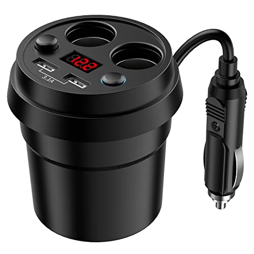 Car Cigarette Lighter Splitter Adapter 2-Socket Cigarette Lighter Adapter Led Voltage Display Dual Qc3.0 And 100W Pd Usb C Car Charger Splitter For Gps/Dash Cam/Laptop/Ipad/Iphone Series #TOP18