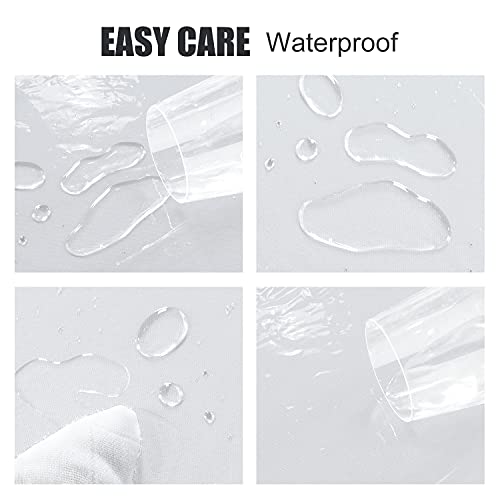 Lushvida Round Waterproof Table Cover Elastic Tablecloth Vinyl Fitted Table Cover Elastic Edged Plastic Table Cover Fits Tables Up To 45"-56" R Clear #TOP4