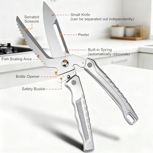 5-in-1 Heavy Duty Stainless Steel Poultry Shears – Professional Turkey Spatchcock Scissors for Kitchen, Butchery, and Food Preparation - Image 3