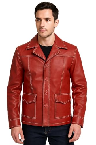 Tzraboom Fight Club Tyler Durden Red Leather Jacket L