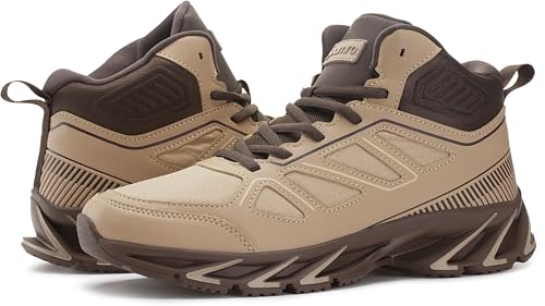 Image of Joomra Men's Stylish Sneakers High Top Athletic-Inspired Shoes | Premium Vegan Leather Upper, Durable Rubber Outsole, Perfect Ankle Support, Ideal for Outdoor & Casual Wear