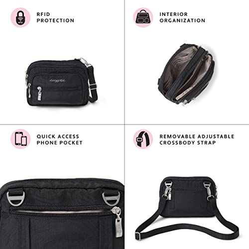 Baggallini Unisex Adult Triple Zip Bagg Cross Body Handbags, Black, One Size Us #TOP2