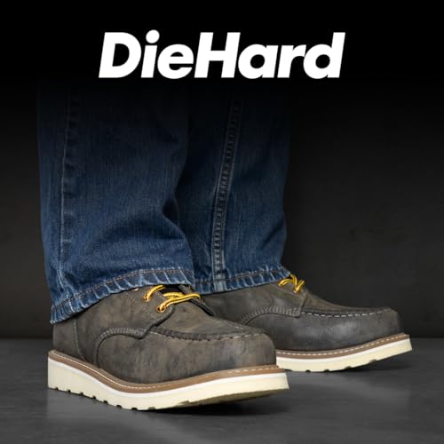 DieHard Men's Mustang casual Grey Leather Wedge Boots. Ankle-High, Slip-Resistant, Soft Toe2